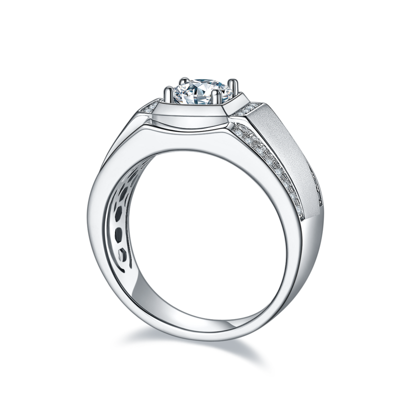 羽凡款S925银镀白金MoissaniteMen's Ring1ctD级